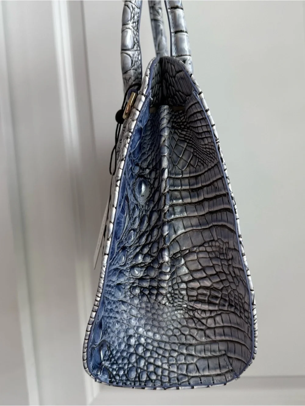Brahmin Rosetta Satchel Bellbottom Blue Melbourne Leather